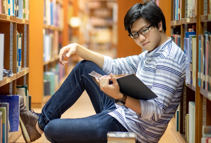 Student Studying in Library